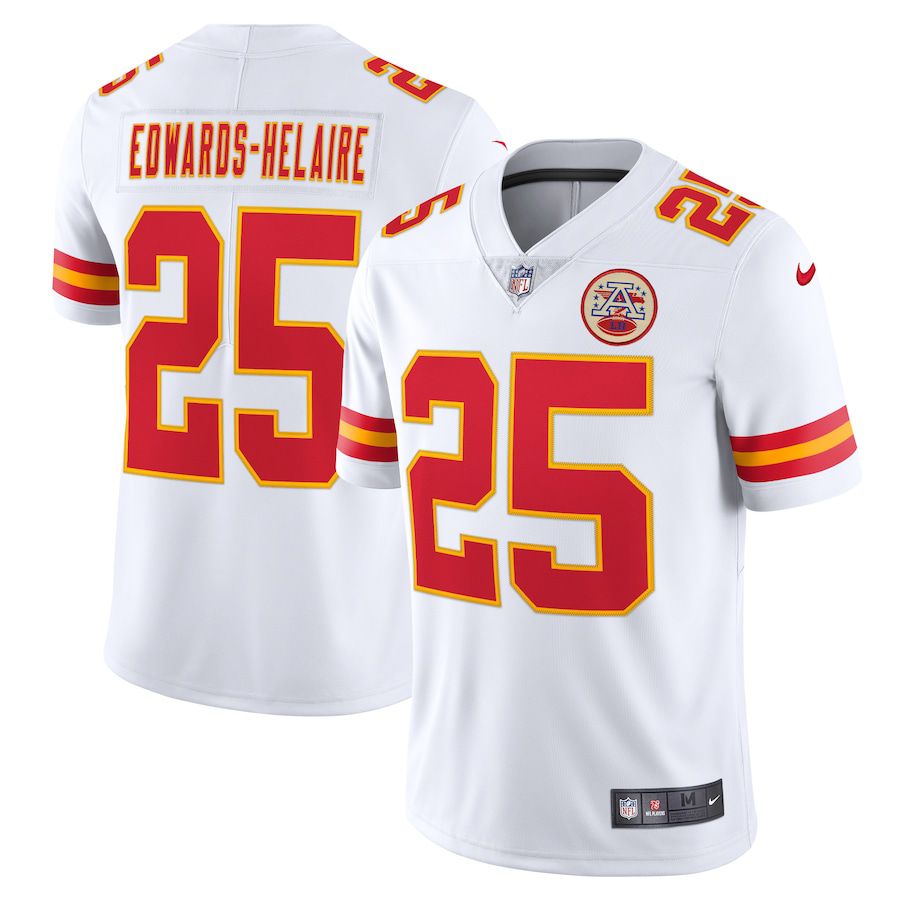 Men Kansas City Chiefs #25 Clyde Edwards-Helaire Nike White Vapor Limited NFL Jersey